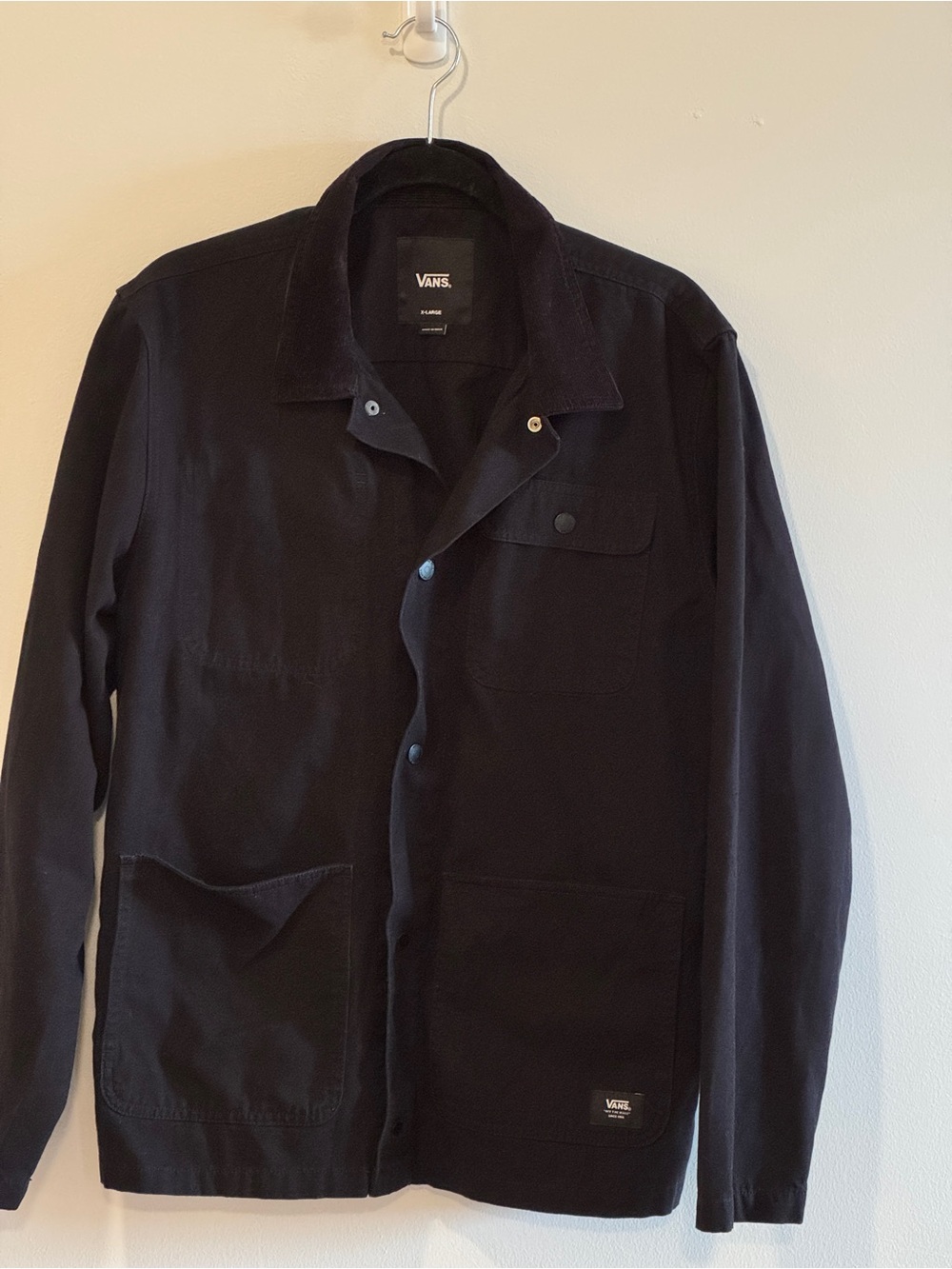 Vans XL Black Chore Coat Corduroy Collar Snap Jacket Men’s/Unisex